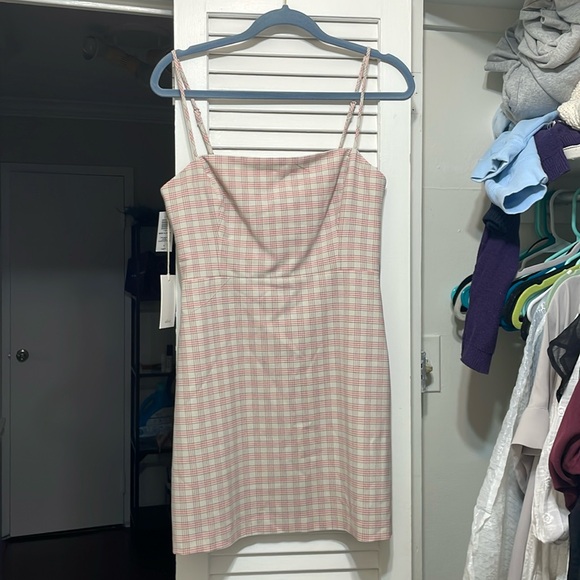 aritzia plaid dress in cream/pink - Picture 1 of 3